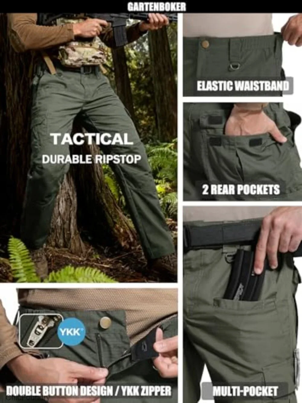 Men's Tactical Pants Lightweight Water Resistant Cargo Pants Flex Ripstop EDC